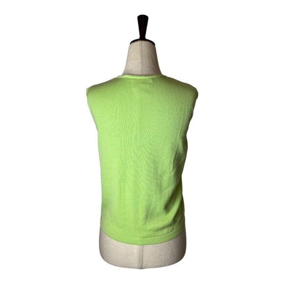 Lilly Pulitzer Tank Top Women Small Green Knit Cotton Crew‎ Neck Preppy Coastal - Picture 2 of 11